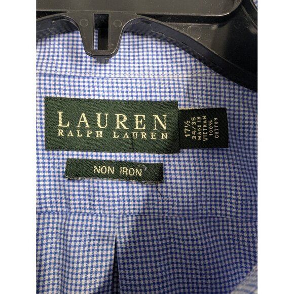 Lauren Ralph Lauren Shirt Mens Large Blue Non Iron Check Button Down Classic - Picture 8 of 8